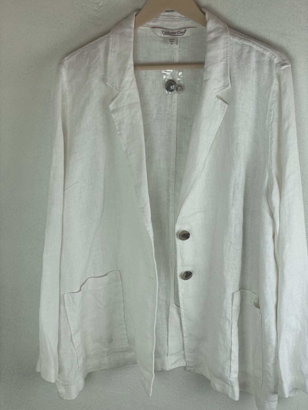 Coldwater Creek Cream Textured Linen Top